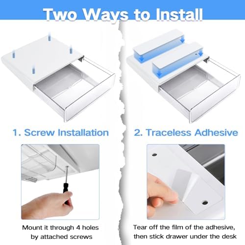 Self-Adhesive Under Desk Drawer Organizer (2-Pack)