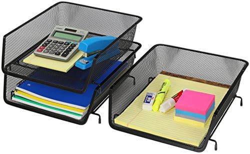 SimpleHouseware Stackable Desktop Letter Tray Organizer (3-Pack)